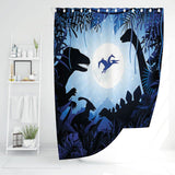 3 x Brand New Zomer Shower Curtain Textile Washable Anti-Mold Bathroom Bathtub Curtain Printed with Dinosaur Silhouette, Blue, 160 x 180 cm - RRP €74.97