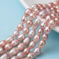 1 x RAW Customer Returns Freshwater Pearls, 10mm Cultured Pearls, Cream-Apricot Color, Oval Shape-Rice Grain, Baroque, Shell Pearls, Stringing - RRP €12.05