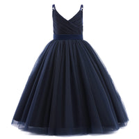 1 x RAW Customer Returns TTYAOVO Flower Girl Wedding Party Dress Long Pageant Bridesmaid Ball Dress Size 170 13-14 Years 785 Deep Blue-c - RRP €38.99