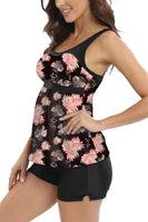 1 x RAW Customer Returns AOQUSSQOA Women s Floral Halter Tankini Set with Shorts High Waist Sporty Swimsuit Bikini OrangeFlower, XL  - RRP €32.99