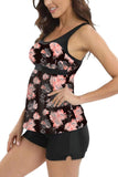 1 x RAW Customer Returns AOQUSSQOA Women s Floral Halter Tankini Set with Shorts High Waist Sporty Swimsuit Bikini OrangeFlower, XL  - RRP €32.99