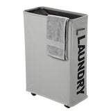 1 x RAW Customer Returns IHOMAGIC laundry basket with wheels, narrow laundry basket for small niches - foldable laundry bin with handle, rectangular space-saving laundry box 600D fabric for bathroom laundry room 39X18.5X58cm, light gray - RRP €24.8