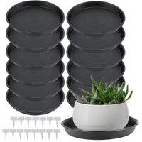 1 x RAW Customer Returns ZEONHEI 12 pieces 30 cm flower pot coasters round, flower pot coasters plastic, plant coasters with plant labels, plastic plant saucer for indoor and outdoor plants, black - RRP €24.19