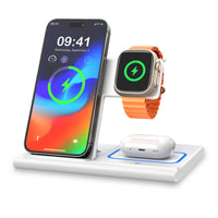 1 x RAW Customer Returns EXW Inductive Charging Station, Wireless Charger for Apple Watch Charging Station, Apple Charging Station Compatible with iPhone 15 14 13 12 11 Pro Max Series, AirPods Pro 3 2, Apple Watch-White No Charging Plug  - RRP €29.99