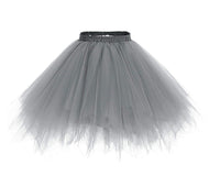 1 x RAW Customer Returns Carnival Ladies 80s Plus Size Grey Puffy Tulle Skirt Tutu Skirts Tulle Petticoat MULTIWAY  - RRP €24.19