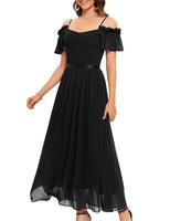 3 x Brand New Bbonlinedress Festive Dress Women s Evening Dress Long Elegant Cocktail Dress Summer Off Shoulder Dress Bridesmaid Dresses Chiffon Wedding Dress Bridesmaid Dress Party Black Dress Black S - RRP €179.97