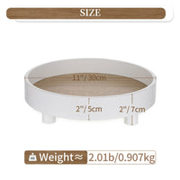 1 x RAW Customer Returns Hanobe decorative tray wooden tray decorative tray white serving tray round with feet wooden riser for display modern chic decorative plate wood with stand for 30cm wooden plate for candles kitchen - RRP €25.04