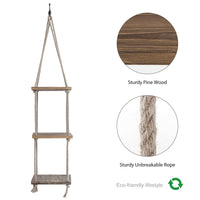 1 x RAW Customer Returns Titanape 3 Tier Hanging Shelf Boho Decorative Wall Shelf Wood with Swing Rope, Kitchen Shelf Bathroom Shelf for Wall, Plant Shelf Floating Shelf for Living Room Kitchen Bathroom, Children s Room - RRP €31.61