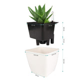 1 x RAW Customer Returns T4U 13cm flower pot plastic white with watering system with indicator square plant pot set of 3, self-watering water reservoir for flower pots, plant pots for houseplants - RRP €27.99