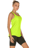 1 x RAW Customer Returns icyzone Women s Sports Top with Bra - 2 in 1 Fitness Yoga Shirt Cross Back Gym Training Tank Top M, Neon Yellow  - RRP €26.21