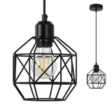 1 x RAW Customer Returns VONCI Modern Farmhouse Black Metal Cage Pendant Light for Kitchen Island, Industrial Vintage 1-Light Hanging Ceiling Lampshade for Dining Room Living Room Bedroom Foyer - RRP €29.99