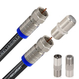 1 x RAW Customer Returns RELIAGINT RG6 TV Cable, Waterproof Copper F Connector with F81 RF Able for Extension, up to 3 GHz High Speed HD Video for STB, Dish TV, Satellite, Antenna Coaxial Cable 1M, Black  - RRP €9.34