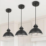 1 x RAW Customer Returns VONCI Industrial Silver Gray Barn 1-Light E27 Hanging Lamp Retro Brushed Nickel Metal 23cm Dome Pendant Light Hanging Lights for Kitchen Island Sink Living Room Foyer Garage Bar 3 Pack  - RRP €89.99