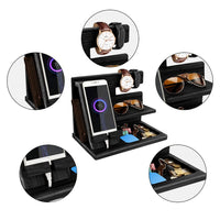 1 x RAW Customer Returns Men Bedside Organizer Glasses Wallet Watch Organizer Gift for Dad Grandpa Gift Husband Rotating Wooden Phone Docking Station Birthday Gift for Men - RRP €34.99