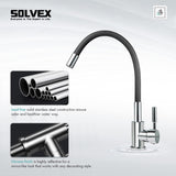 1 x RAW Customer Returns SOLVEX Kitchen Faucet Black 360 Swivel, Kitchen Faucet, Stainless Steel Single Lever Kitchen Mixer, Kitchen Sink Faucet, Kitchen Mixer Tap with Flexible Spout, Kitchen Faucet, SP-10034-N - RRP €32.71