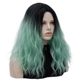 5 x Brand New Halloween Wig Green for Women Long Curly Wigs with Gothic Necklace Carnival Costume Synthetic Hair Ombre Wig V021H - RRP €90.2