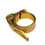 1 x RAW Customer Returns PLATT Bicycle Seat Clamp with Quick Release Aluminum Alloy Seat Clamp 28.6 31.8 34.9mm Gold - RRP €9.06