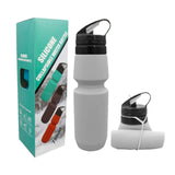 1 x RAW Customer Returns yeixzoua Foldable Silicone Drinking Bottle, 750 ml, Folding Bottle, Foldable Water Bottle, Portable, Leak-proof Silicone Travel Water Bottle, Festival for Sports, Gym, Riding Outdoors Color White-Gray  - RRP €11.53