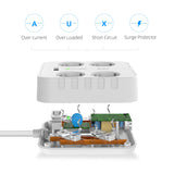 1 x RAW Customer Returns Power strip 4 compartments with 4 USB charging ports, Unidapt multiple socket with USB C, wall mounting 2500W power strip surge protection with 1.8M cable for office, multi-plug power extension, white - RRP €19.2