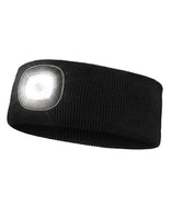 1 x RAW Customer Returns Women s Sports Headband with Light, LED Knitting Headband for Men, Rechargeable USB Running Hat with 3 Level Brightness for Cycling, Camping, Hiking Black  - RRP €19.99