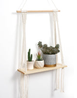 1 x RAW Customer Returns Petrala wall shelf wooden boho macrame wall hanging shelf hanging shelf wall decoration bohemian floating shelf handwoven tassel chic floating shelf for living room bedroom bathroom balcony hallway - RRP €20.99