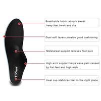 1 x RAW Customer Returns PCSsole Insole Supports High Arch Soft Pie Functional Orthotic Insole, Insert Flatfoot, Plantar Fasciitis, Foot Pain Black EU46-47 29.5cm  - RRP €21.99