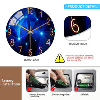 1 x RAW Customer Returns Cooltto Modern Wall Clock Silent 26cm Glass Not Suitable for Wall Quartz Battery Operated for Bedroom Home Office Kitchen - Blue Starry Sky - RRP €20.4