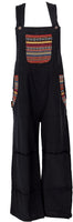 1 x RAW Customer Returns GURU SHOP Wide Dungarees, Ethnic Style Oversize One-Piece, Overall, Black, Cotton, Size L XL 38  - RRP €40.19