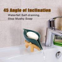 1 x RAW Customer Returns SUMNACON Ceramic Leaf Soap Dish Soap Saver Soap Dish Soap Holder Soap Box Self-Draining Home Decoration in Kitchen Counter Bathroom Farmhouse Gift for Christmas Birthday Green - RRP €17.14