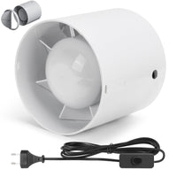 1 x RAW Customer Returns Duct fan, inline exhaust fan 100 mm, 130 m h, 3M cable with switch button, quiet smoke extraction duct fan duct fan bathroom fan for bathroom, toilet, kitchen, greenhouse, tent, garage, attics - RRP €23.99