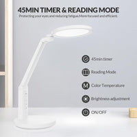 1 x RAW Customer Returns mafiti MT896 LED Desk Lamp, 45 Minute Timer, 88 2835SMD Bulbs, 5 6 Brightness Modes Desk Lamp, with Reading Light Button and Memory Function - White - RRP €29.99