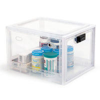 1 x RAW Customer Returns Theo Cleo Medicine Storage Box, Lockable Transparent Box for Cell Phones, Candy, Snacks, Personal Safe Personal Safe Foldable White  - RRP €25.2