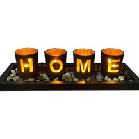 2 x RAW Customer Returns Home Tealight holder - Porcelain candle holder black on the outside and gold-colored inside with wooden tray, golden light effects, the best decoration for country house dining table - RRP €48.38