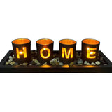 2 x RAW Customer Returns Home Tealight holder - Porcelain candle holder black on the outside and gold-colored inside with wooden tray, golden light effects, the best decoration for country house dining table - RRP €48.38