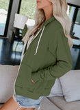 1 x RAW Customer Returns Uusollecy Sweat Jacket Women, Long Sleeve Full Zip Hoodie Sweatshirt, Casual Loose Solid Color Hooded Jacket, Zipper Hoodie Sweatshirt with Hood Green XL - RRP €35.99