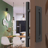 1 x RAW Customer Returns WOLFBIRD 24CM Black Kitchen Wooden Sliding Barn Door Handle - RRP €18.99