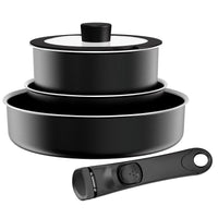 1 x RAW Customer Returns JEETEE Pots and Pans Set Nonstick with Removable Handle Induction Cookware Sets Camping Cookware, PFOA Free, For All Stove Types 20CM 24CM Pan 2Quart Pot  - RRP €45.2