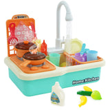 1 x RAW Customer Returns HOMCENT Children s Wash Basin, Kitchen Sink Toy Set with Fruits, Cooking Stove and Dishware Accessories, Play Toys for Toddlers, Boys and Girls Green  - RRP €31.99