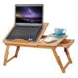 1 x RAW Customer Returns Ejoyous Portable Folding Table, Adjustable Height Laptop Stand with Drawer, Bed Table for Reading or Breakfast and Drawings, Foldable Tablet Stand - RRP €31.58