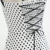 1 x RAW Customer Returns IMEKIS Women s Vintage Cocktail Dress Sleeveless Halterneck 1950s Polka Dots Retro Rockabilly Swing Dress A Line Pleated Skirt Knee Length Wedding Festive Evening Dress Ball Gown White L - RRP €32.15