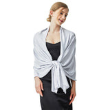 1 x RAW Customer Returns vimate Wedding Shawls and Wraps, Sparkle Silver Bridal Dress Shawl Wrap for Guest Evening Cape for Women DE-Light Gray to Silver  - RRP €22.99