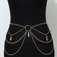 4 x Brand New Jovono Layered Waist Chain Gold Crystal Body Chains Circle Belly Chain Belt for Prom Party Festival Sexy Body Jewelry for Women and Girls - RRP €47.04