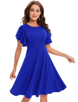 1 x RAW Customer Returns Gardenwed Dress Evening Dresses Elegant for Wedding Round Neck Cocktail Dress Ladies Midi Length Festive Summer Dresses Ball Gowns Royal Blue 2XL - RRP €40.33