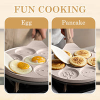 1 x RAW Customer Returns Bobikuke Smiley Pancake Pan, Non-Stick Pancake Maker 7 Holes Fried Egg Pan for Children, 26cm White  - RRP €24.59