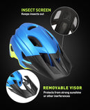 1 x RAW Customer Returns RaMokey bicycle helmet MTB helmet, mountain bike helmet with removable visor and padding for adults, bicycle helmet for city traffic - for men and women blue yellow  - RRP €31.09