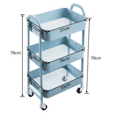 1 x RAW Customer Returns Kitchen Cart Storage Cart 3-Tier Metal Serving Cart with Wheels for Kitchen Makeup Bathroom Office, Grey-Blue - RRP €46.07