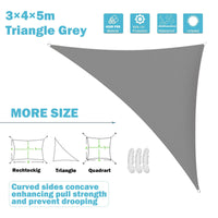 1 x RAW Customer Returns Sunal triangular awning, PES polyester waterproof, awning triangle, right angle, 95 UV protection, including fastening ropes, 3 x 4 x 5 m, grey - RRP €33.26