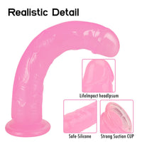 1 x Brand New Realistic dildo, lifelike giant penis made of liquid silicone with strong suction cup for hands-free play, dildo tail with curved shaft and balls for vaginal G-spot pink, 8.3 inches  - RRP €25.2