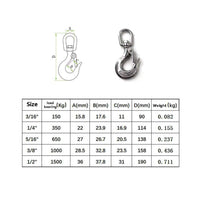 1 x RAW Customer Returns 304 Stainless Steel Heavy Duty Lifting Hook, Swivel Safety Hook, 1000kg Capacity Pack of 1  - RRP €20.99