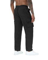 1 x RAW Customer Returns NANAMEEI Men s Elastic Casual Loose Fit Cargo Pants Cotton Casual Large Size with 6 Pockets Black XXL - RRP €27.6